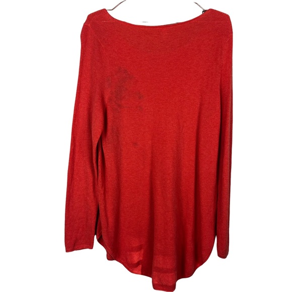 Eileen Fisher Orange Waffle Knit Thermal Organic Cotton & Cashmere Blend FLAWED - Picture 2 of 5